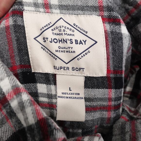 ST JOHN'S BAY SUPER SOFT FLANNEL BUTTON DOWN SHIRT MENS SIZE L LARGE - Picture 6 of 6